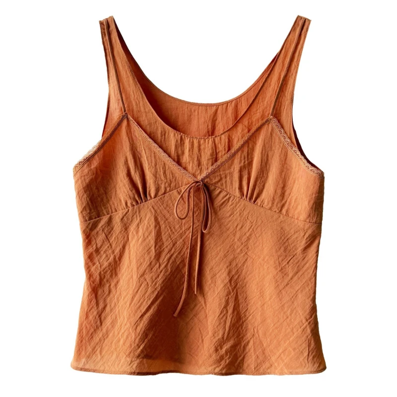 

Tanks Tops Women Top V Neck Sleeveless Camis Sexy Y2k Streetwear Lace Up Solid Causal Elegant Tees Work Slim Fit 2026 Spring