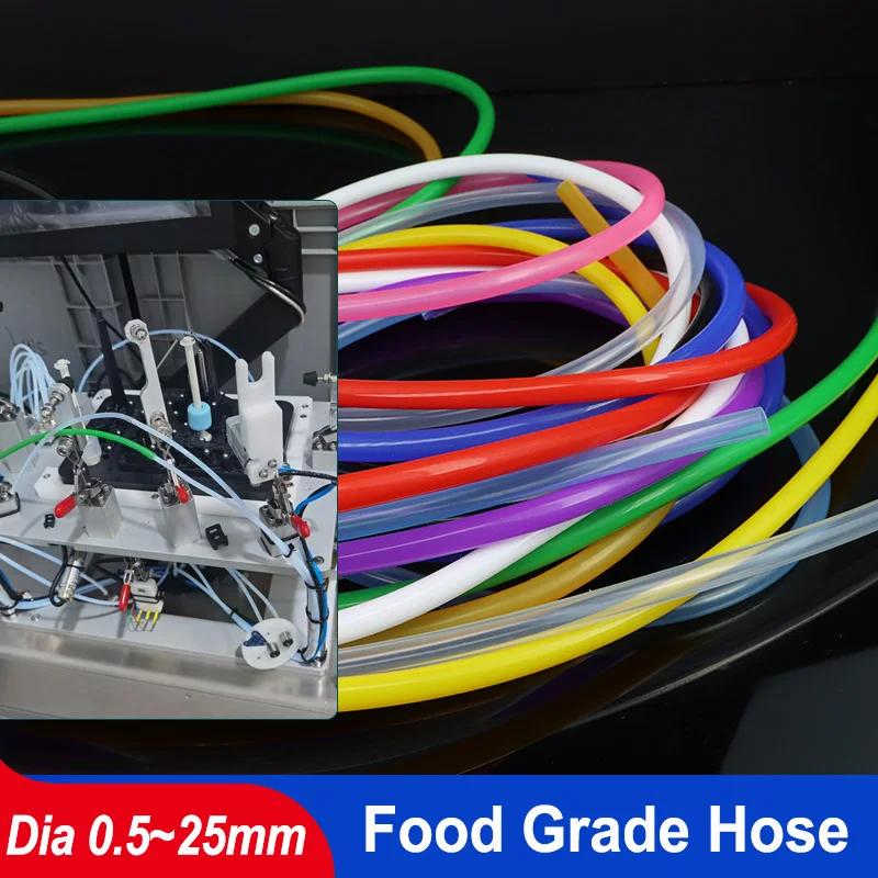 1M Multicolor Food Grade Hose Dia 0.5 1 2 3 4 5 6 7 8 9 10 12 14 16~25mm Silicone Tube High Temperature Pipe Drink Water Tubing
