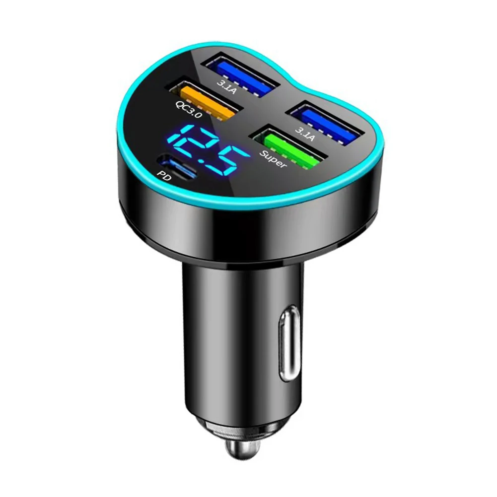 

High Power Car Charger 4 USB Port Car Charger ABS Aluminum Alloy Material Over Current Protection Over Power Protection