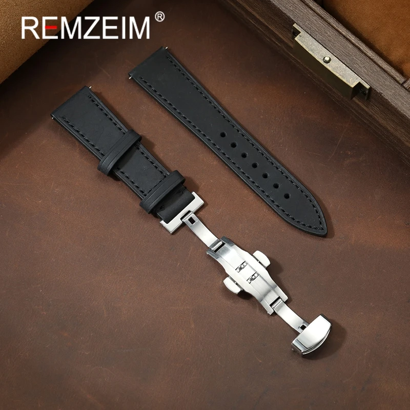 الرجال النساء للجنسين مجنون الحصان الجلود أشرطة ساعات يد 18 مللي متر 20 مللي متر 22 مللي متر أساور المعصم خمر الإفراج السريع Smartwatch حزام الساعات