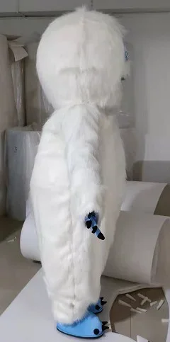 Adulto peludo branco yeti mascote traje cosplay outfit terno
