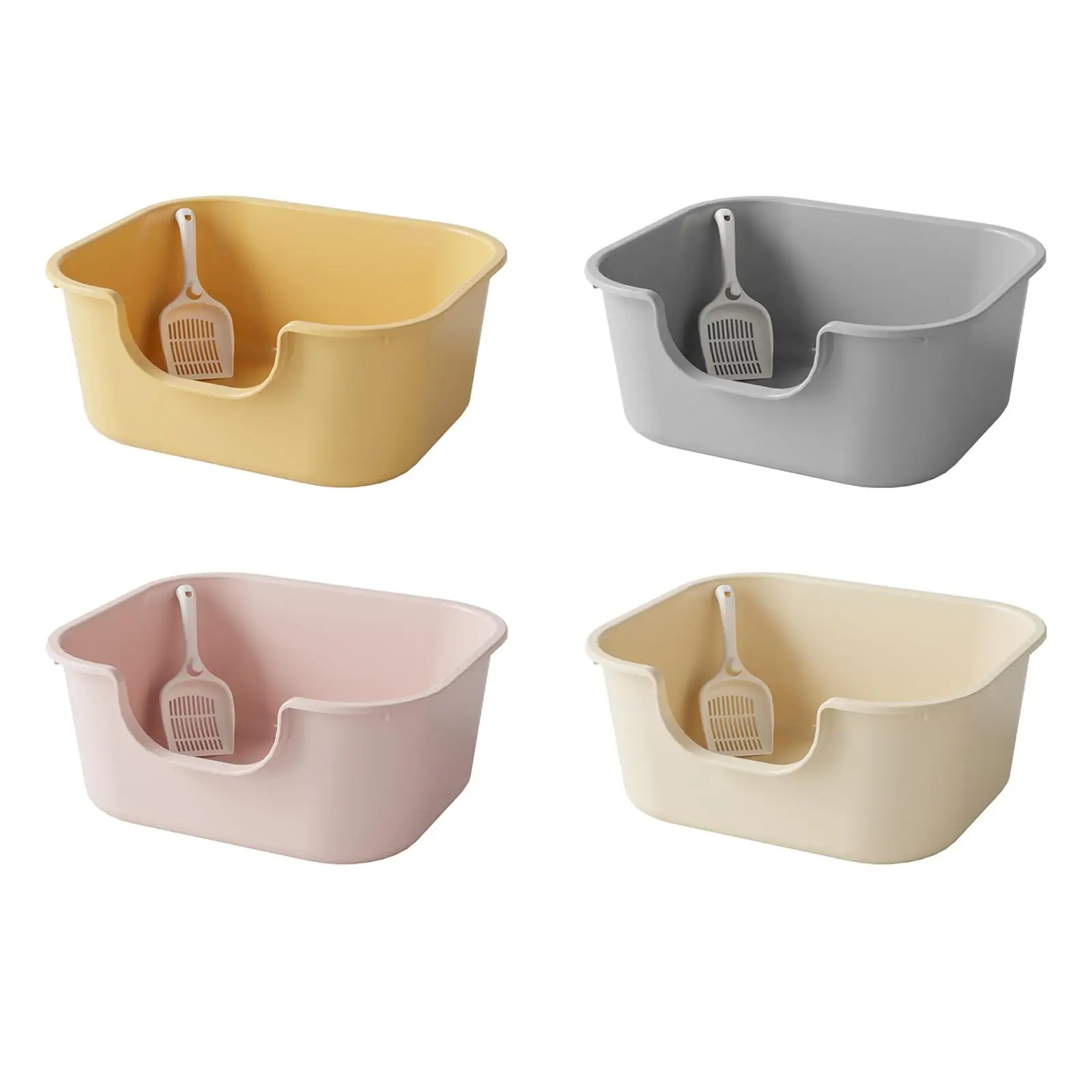 Cat Litter Basin Cat Litter Box High Sided Easy Clean Reusable Open Top Pet Litter Tray U Shape Lowered Front Cat Toilet Sandbox