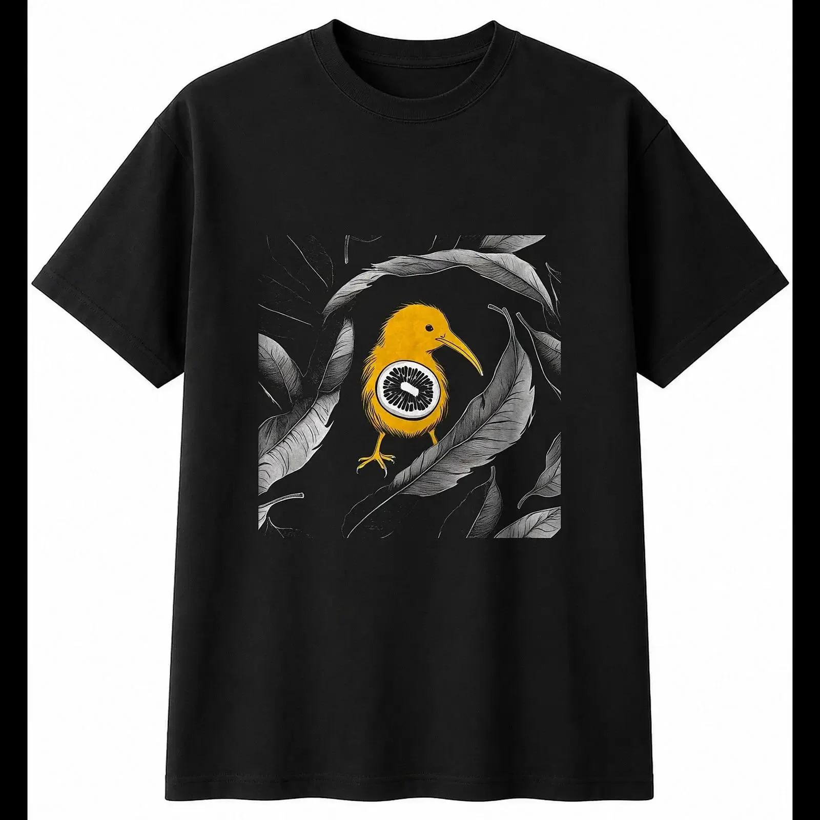 Greyscale Kiwi Bird Torn Mens T Shirt Black 100 Cotton Wildlife  vintage Washed Stylish Top For Everyday Wear Comfortable Soft