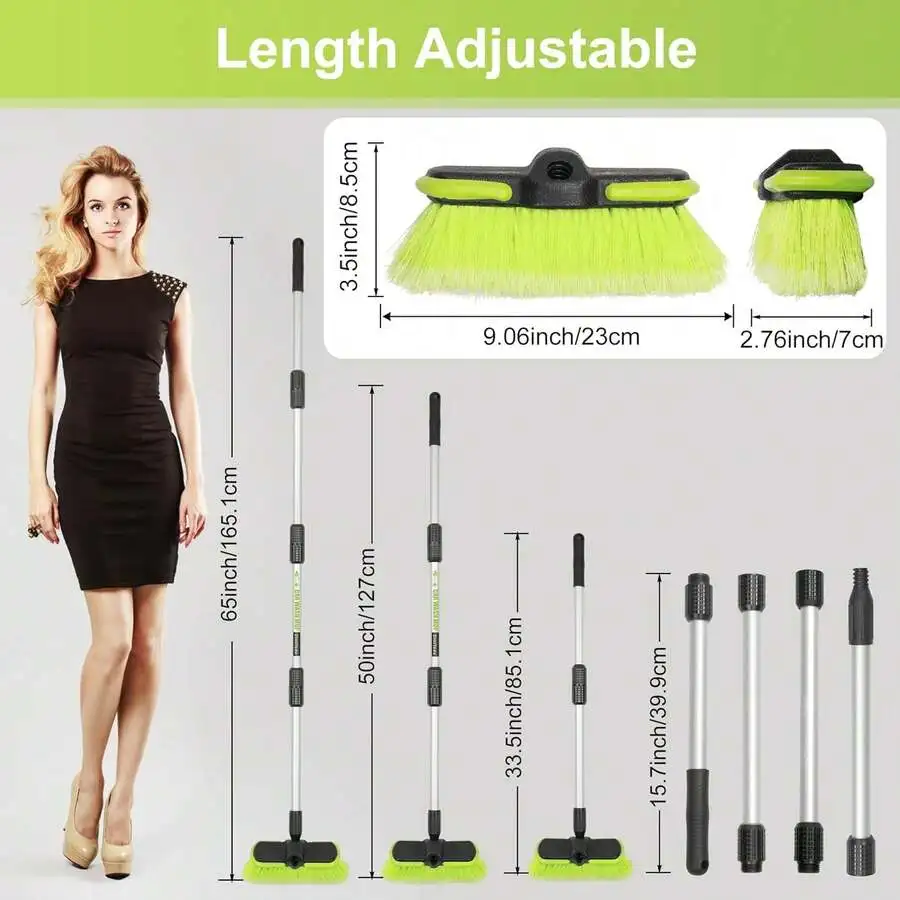 65 165cm Long Handle Soft Bristle Cleaning Brush With 4 Hand-Holds, Extendable Brush Kit RV, Boat, Truck, SUV, Caravan, Panel,