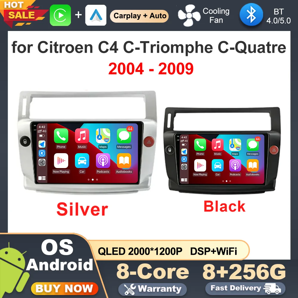 

For Citroen C4 C-Triomphe C-Quatre 2004 - 2009 Car Radio Android OS 9 '' GPS Navi Multimedia Player IPS Touch Screen Head Unit