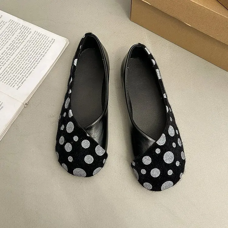 Frühlings-Neuheit: Damen-Flachschuhe mit Runder Spitze, Gepunktetem Wildleder, Bequeme Alltags-Loafer für Büro und Straße – Detail 35