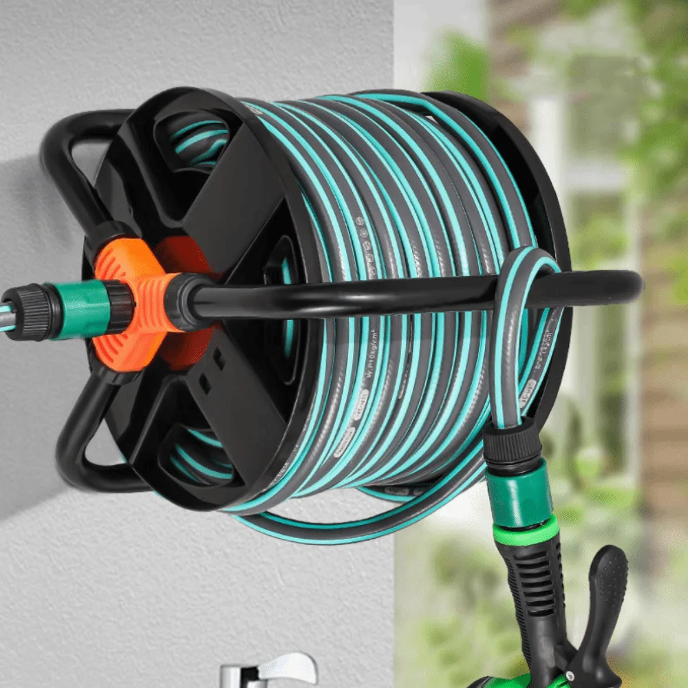 Heavy Duty Hose Storage Reel durable Multi-Purpose Single Arm Pipe Coiler Space Saving Collapsible Handle