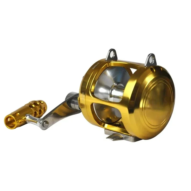 STOCK!!! 2 Speed 4.3:/1.7:1 Jigging Reel Gold Color Big Game Reel Full Metal  Trolling Fishing Reels