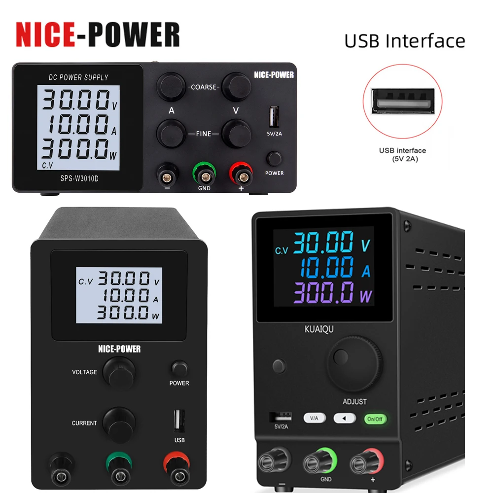 

Nice-power Lab DC Power Supply Ajustable Voltage Current Regulator 30V 10A Maintenance Workbench Stabilizer Switching 110V 220V