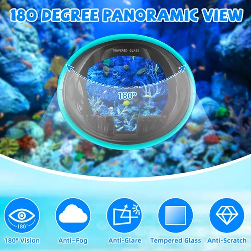 Imagen 2 del producto Máscara de buceo ovalada Máscara de pesca submarina Estilo retro clásico Gafas de buceo panorámicas de visión amplia Lente de vidrio templado para adultos