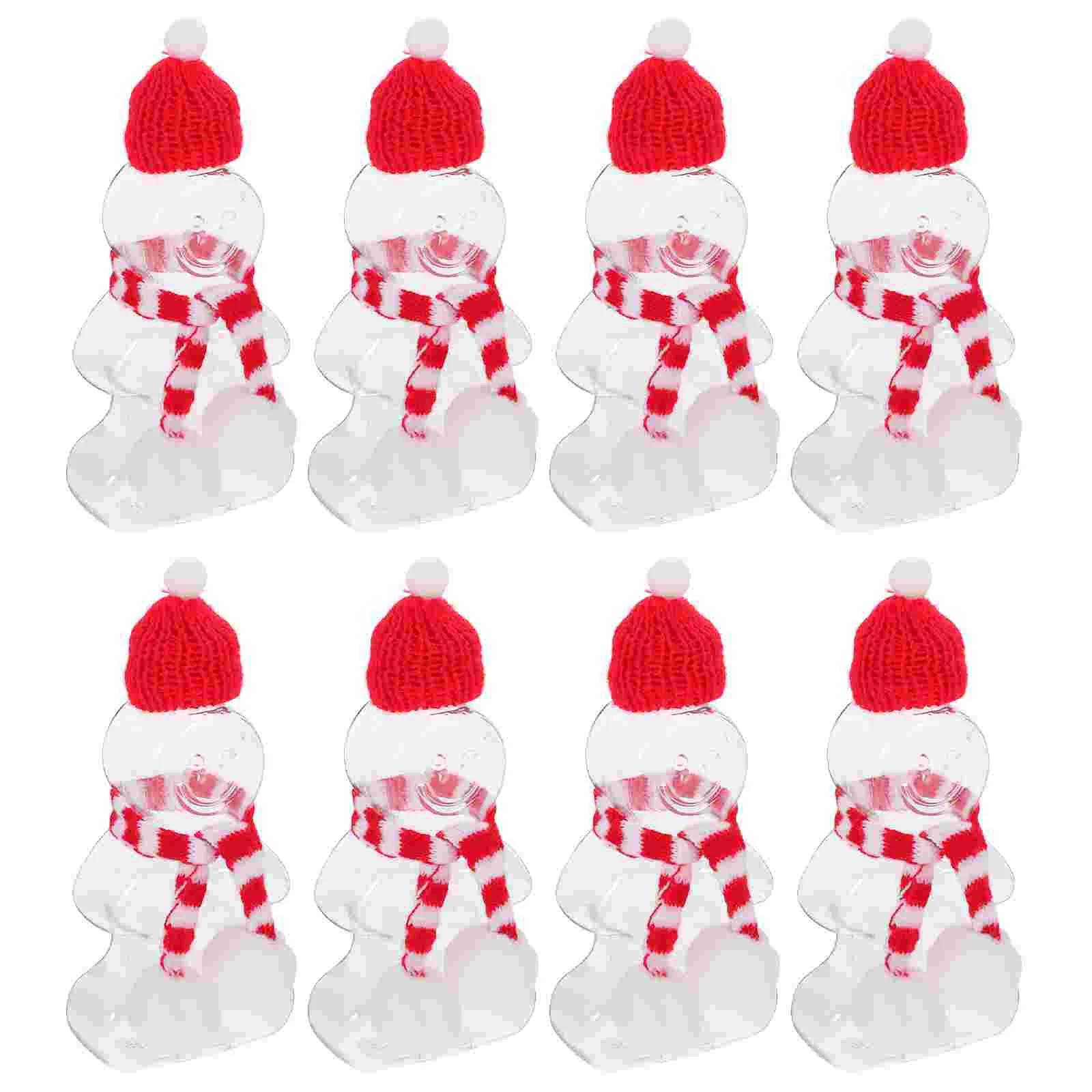 18pcs Christmas Gingerbread Man Drink Bottles 200ml Red White Scarf Hat Silver Cap Reusable Plastic Juice Containers Cute Empty