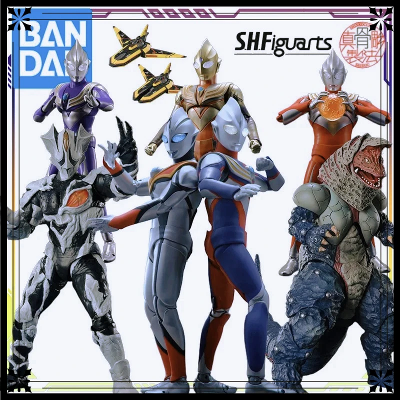 Figura de Acción Articulada Original de Bandai S.H.Figuarts Shinkocchou Seihou Ultraman Tiga Golza/Glitter Tiga