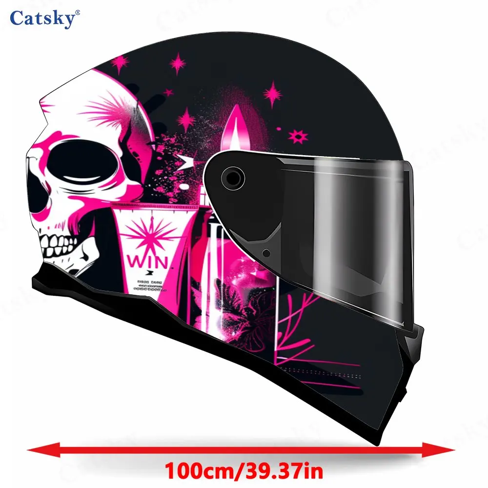 Pink - Trend Skull Helmet stickers , PVC Material Multifunctional Helmet Stickers, Scratch-Resistant & Fade-Proof, Easy to Stick