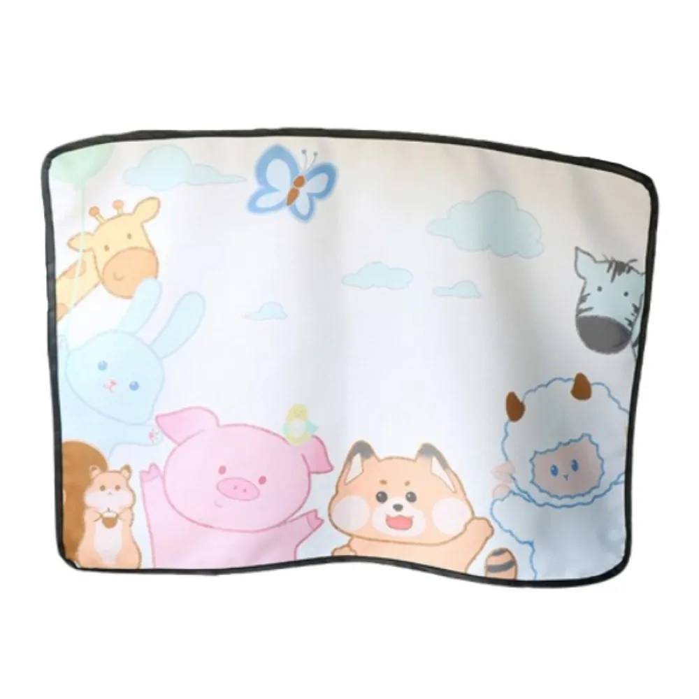 

UV Protection Cartoon Car Curtain Thermal Insulation Universal Side Window Sunshade Cover Retractable Embedded Rail