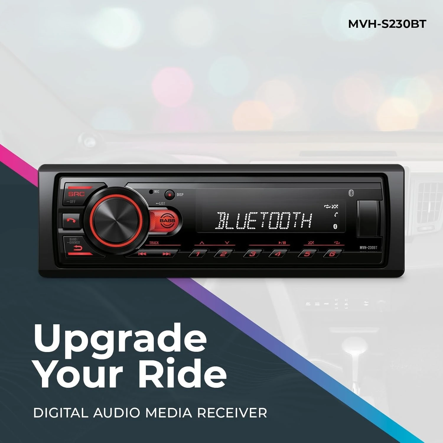 

MVH-S230BT Автомобильная стереосистема Bluetooth с USB-входами, подключением для смартфона, громкой связью