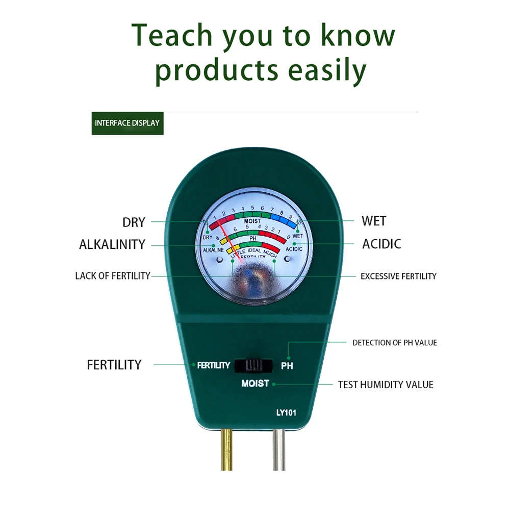 3 In1 Soil PH Tester Fertility Humidity PH Meters Test Tool Pointer Type Detector Garden Planting Maintenance Soil Testing Tools