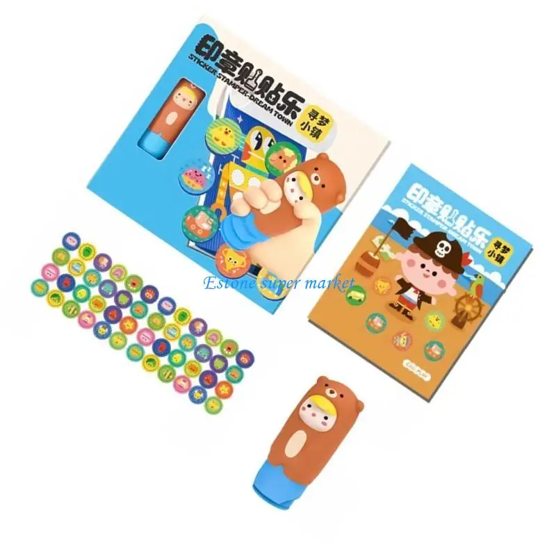 090B クリエイティブスタンプステッカーセット子供のためのコーディネーションを奨励面白いスタンピングアクティビティブッククラフトキット供給おもちゃ子供のため