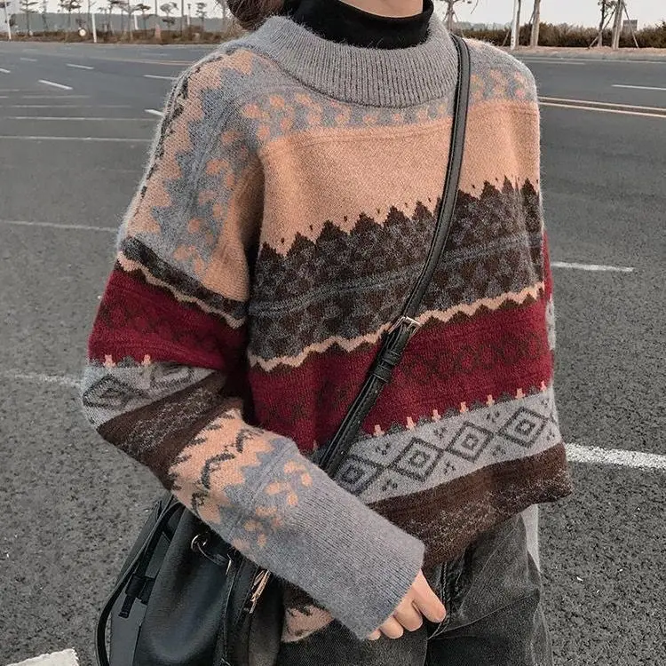 Retro Loose Sweater Women's Forest Style Hong Kong Style Versatile New Item Korean Version Instagram Trendy Student Outerwear