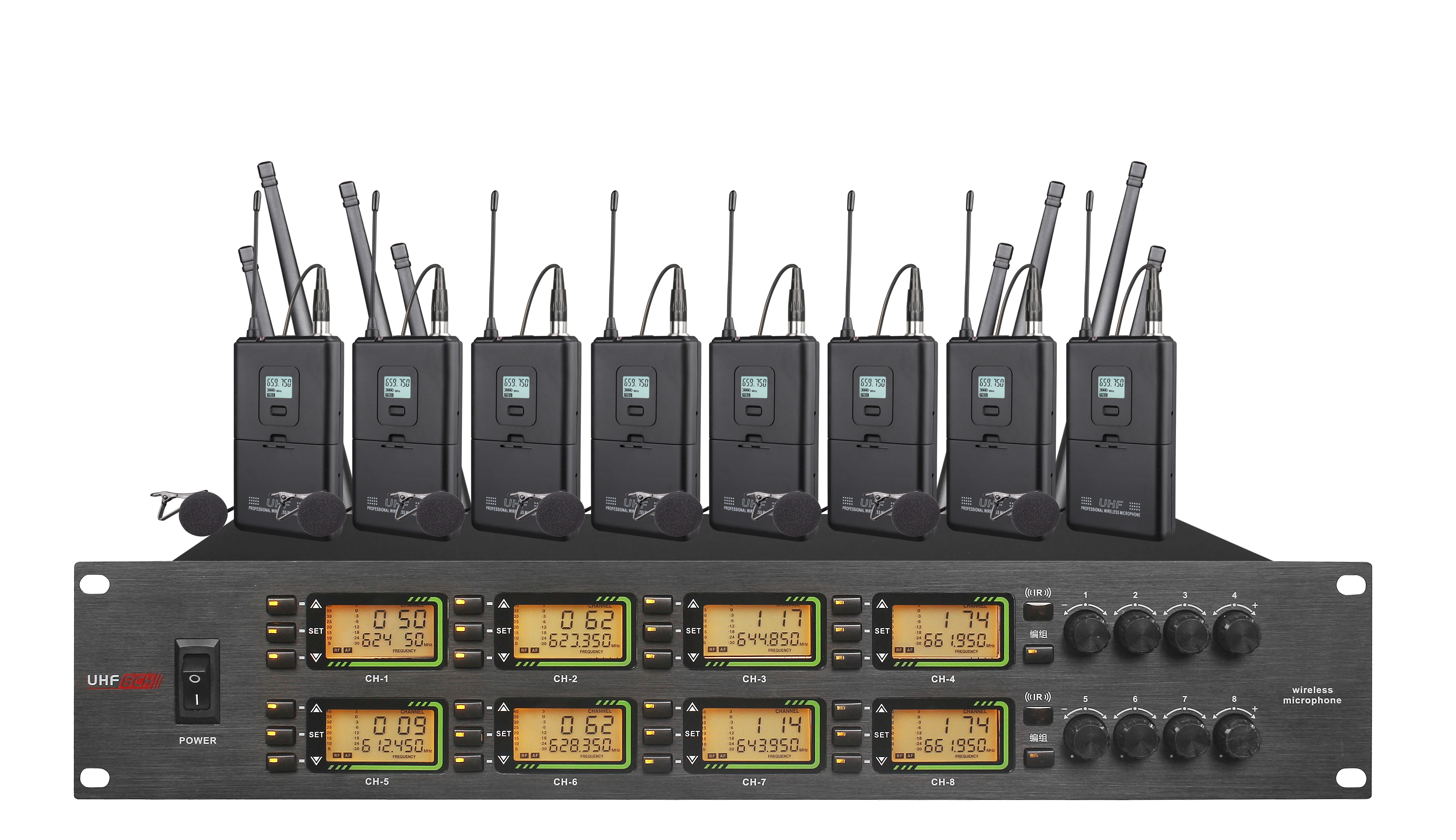 OEM Producer UHF 8-Channel Handheld Headset Lavalier Wireless Microphone With Factory Price