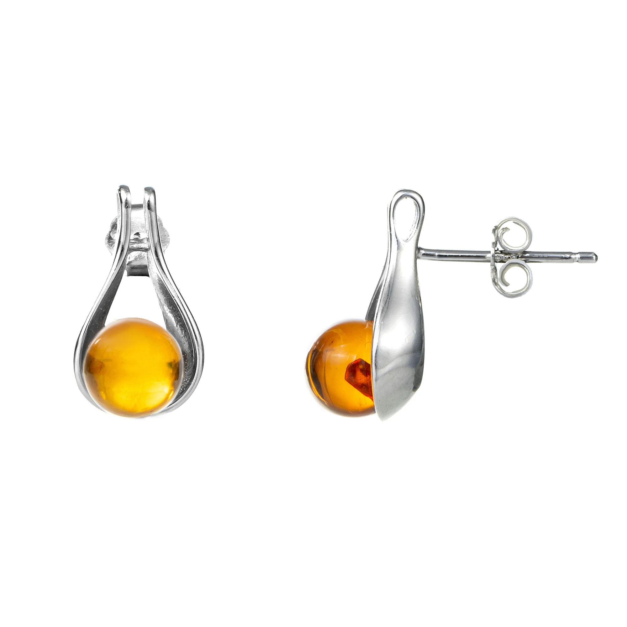 

Baltic Amber 925 Sterling Silver Boots Stud Ball Earrings for Women - Fashion Natural Baltic Amber Stone Jewelry Wholesale