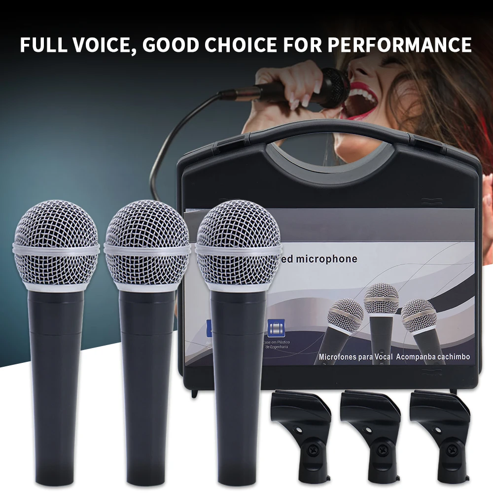 Gooermi SM58 Instrument Microphone Set Cardioid Dynamic Microphone Professional Wired Microphone For Karaoke Recording Vocal