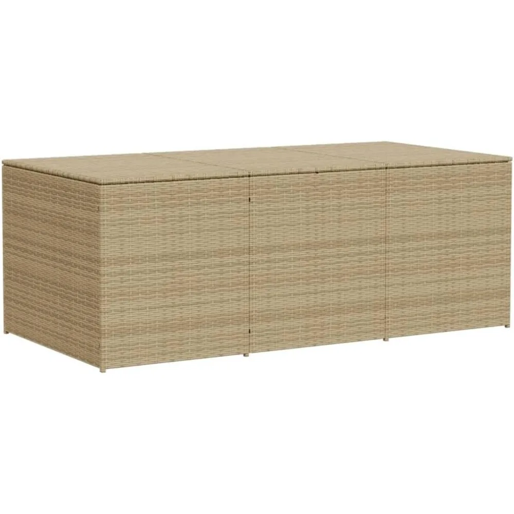 

poly rattan garden storage box - mix beige, 259.9 gal, water-resistant bag, gas springs, powder-coated steel frame
