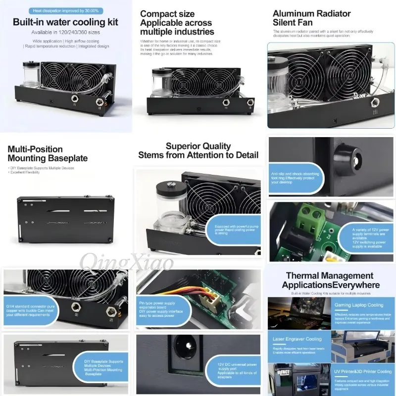Server Built In Liquid Cooling Module AC120 240 360 Front Outlet Type Combined CPU Water Block Pump Water Tank Cooling Fans