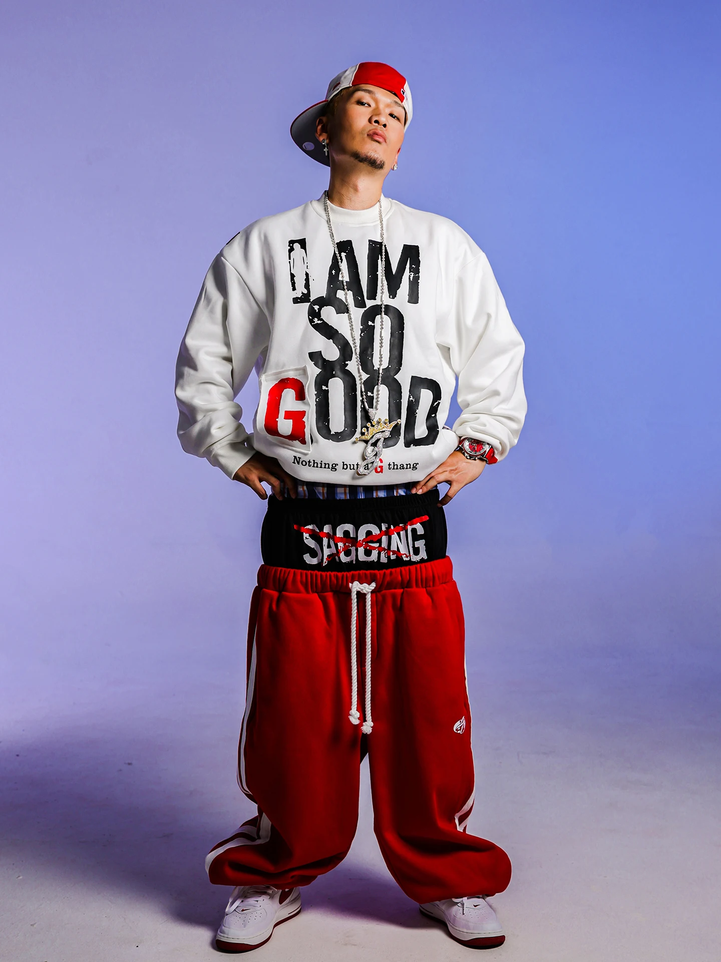 ACUSA Good Kids And Bad Guys Magic Tape Changeable Letter G Print round Neck Fleece Sweatshirt Streetwear Style Long Sleeve H...