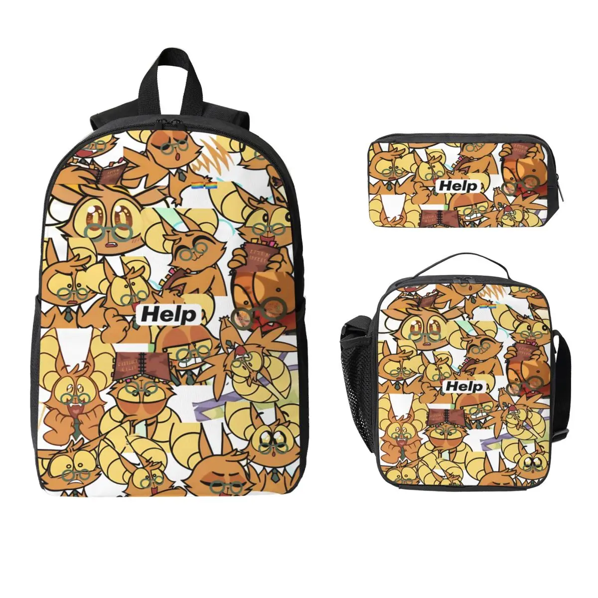 3Pcs Chikn Nuggit merch Backpack Set for Girls Boys Pencil Boxes Bookbag Sets with Lunch Box For School Students Knapsack