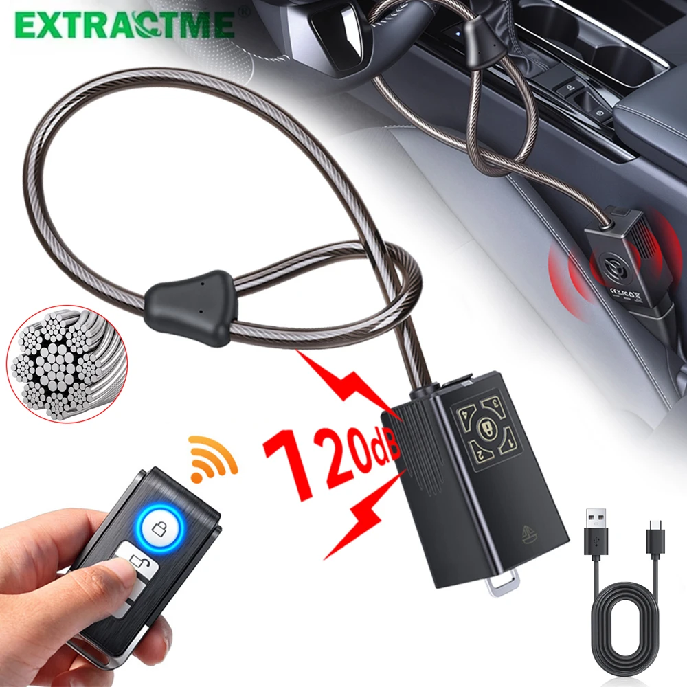 Multifunctional Remote Control Car Steering Wheel Lock with 120dB Anti-Theft Alarm Car Keyless Security Lock for SUV Truck Van