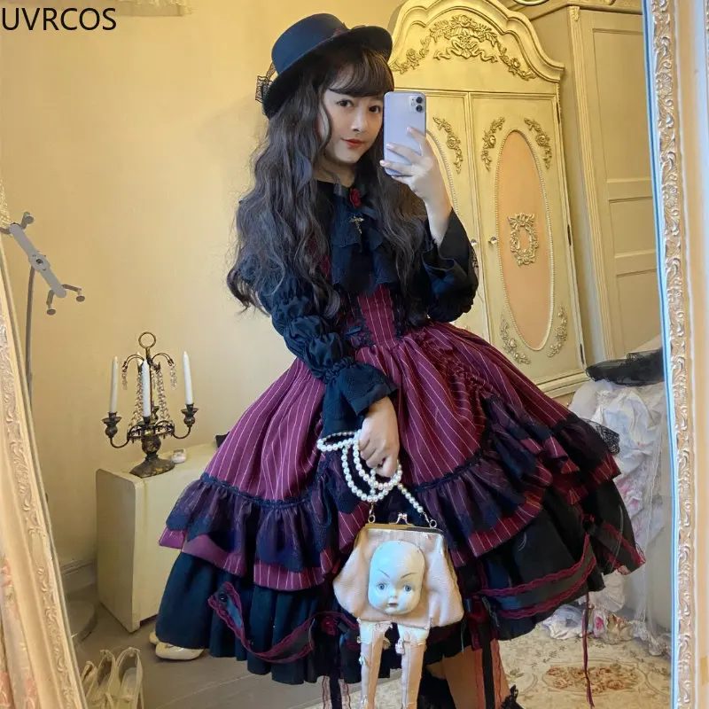 Viktoria nische Gothic Lolita Jsk Kleid Frauen Halloween Y2k Fledermaus Kragen Hemd Wolle Prinzessin Kleider Vintage Punk Harajuku Party kleid