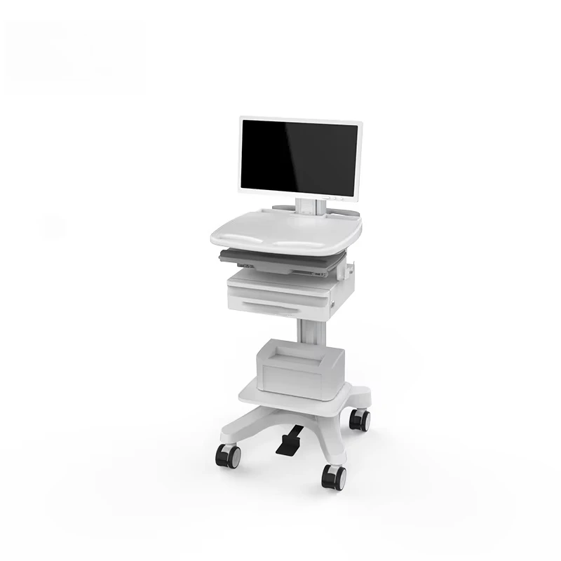 Portable Industrial Modern Medical Computer Tablet Cart ABS Plastic Aluminum Mobile Trolley Desk Adjustable Function