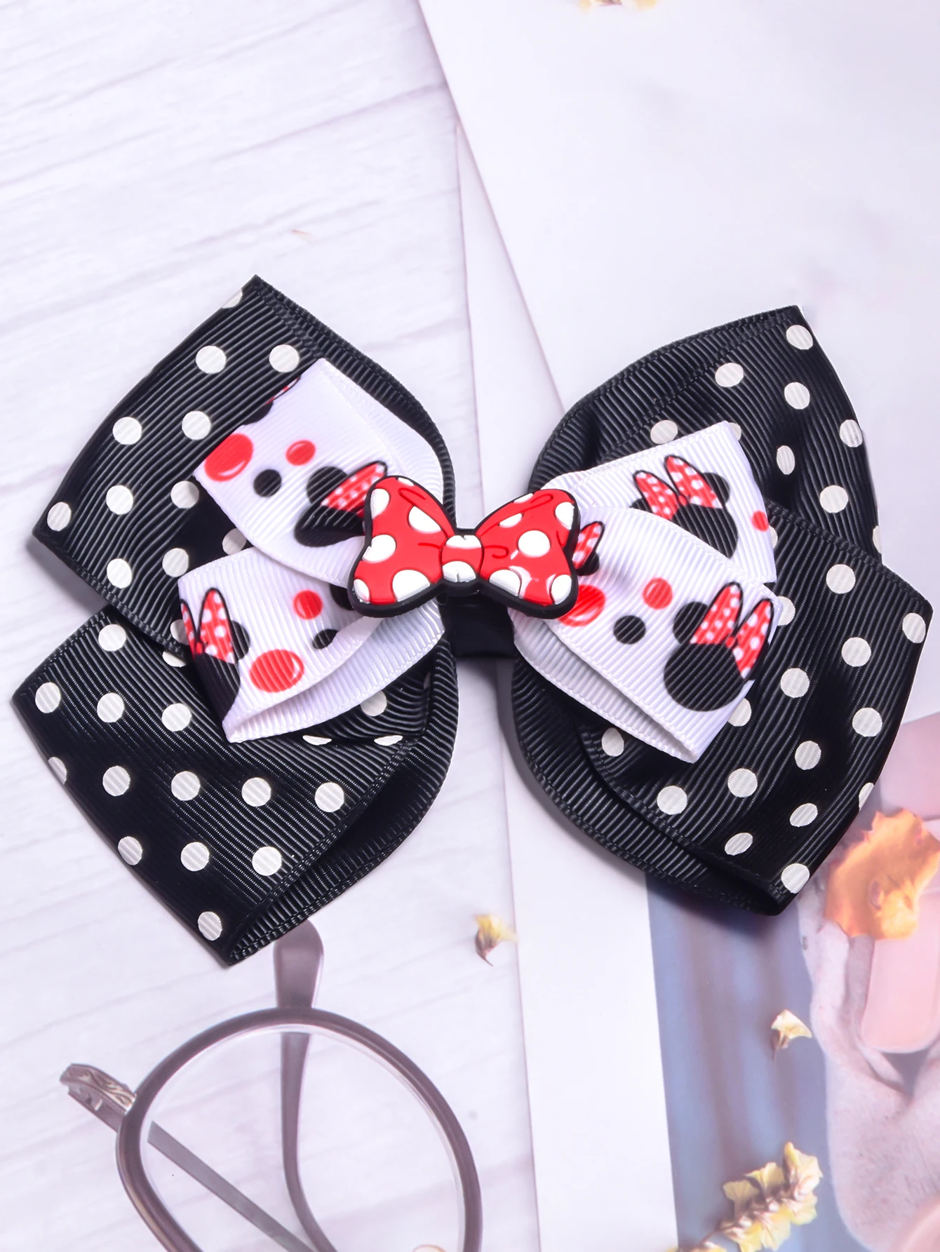 1 Disney Print Dot Double bubble bow hairpin back-to-school season gift Clothing Accessories Hair accessories