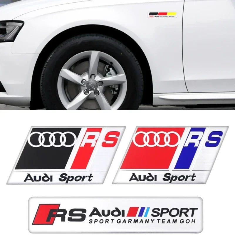 1P Audi A3 A4 B8 8P 8V A6 C7 A5 Q5 B7 B6 B9 SLINE Q2 Q7 Retrofitting Sline Car Logo RS Metal Car Sticker Tail Logo Side Logo