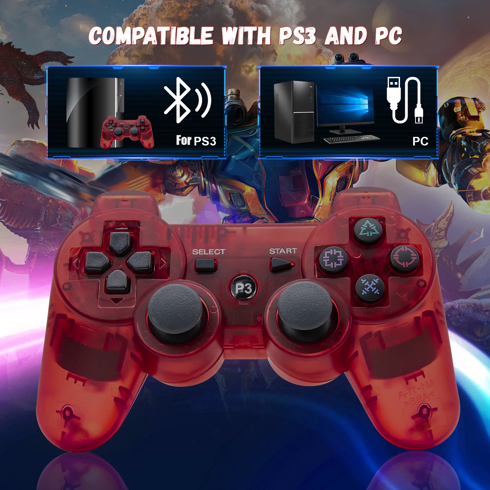 لوحدة تحكم SONY PS3/PC تدعم لوحة ألعاب لاسلكية تعمل بالبلوتوث للتحكم في وحدة التحكم في عصا التحكم Play Station 3