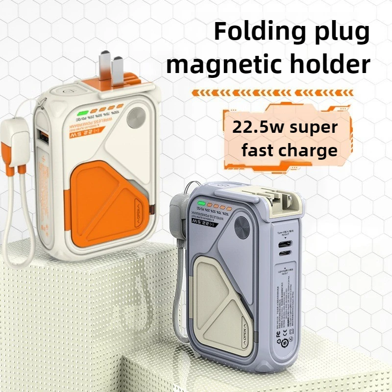 

Powerbank20000mAh Wireless Power Bank Stand 10000mAh Portable Magnetic Fast Charging External Battery AC Plug for IPhone Samsung