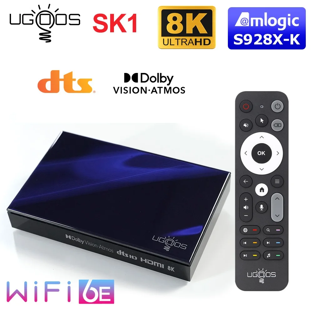 UGOOS SK1 Smart TV Box Amlogic S928X-K Android 11.0 DDR4 8G 128G Supoprt Dolby Vision Audio ATMOS DTS HD Widevine L1 WiFi6 BT5.2