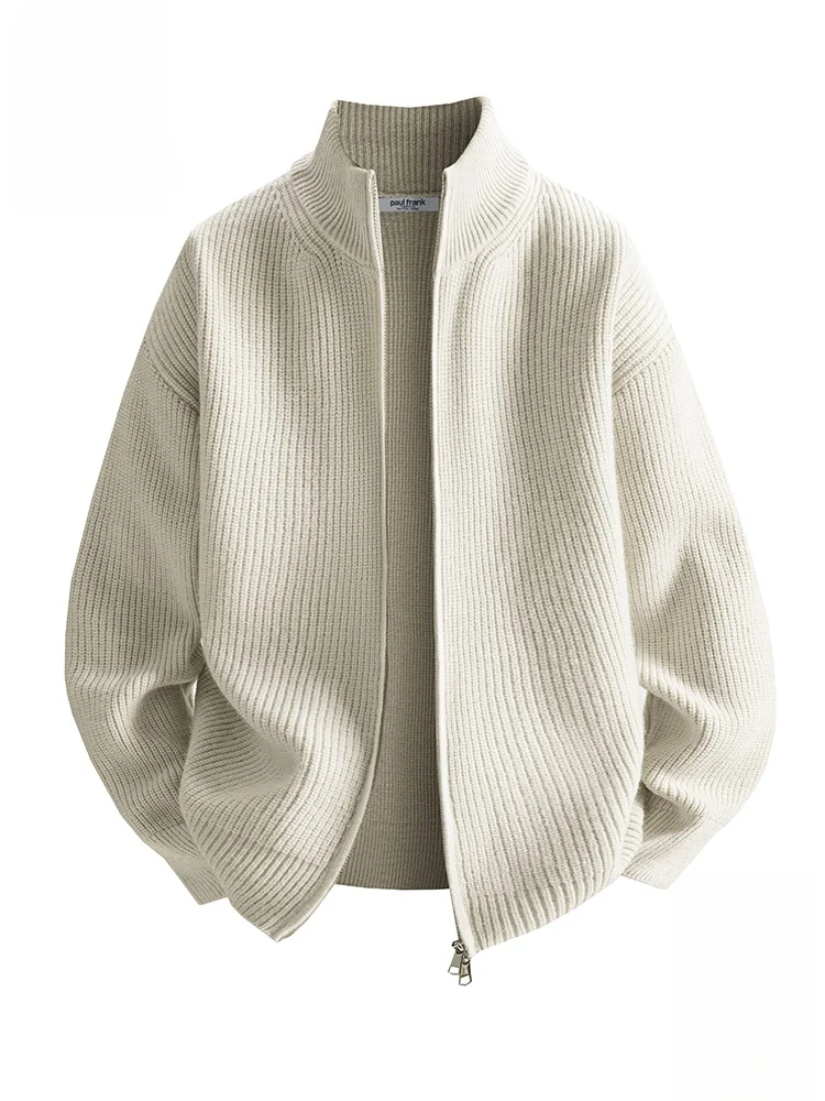 

PaulFrank Casual Striped Loose Men's Knitwear Cardigan Stand Collar Warm Outerwear Autumn Faion Polyester Blend Long Sve