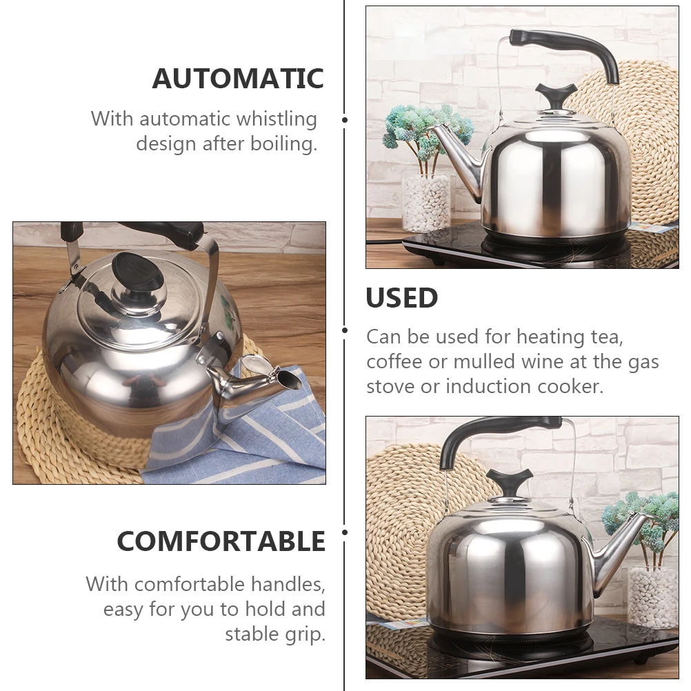 

Stainless Steel Kettle Water Whistling Stovetop Tea Hot Teakettle for Loud Whistle Metal
