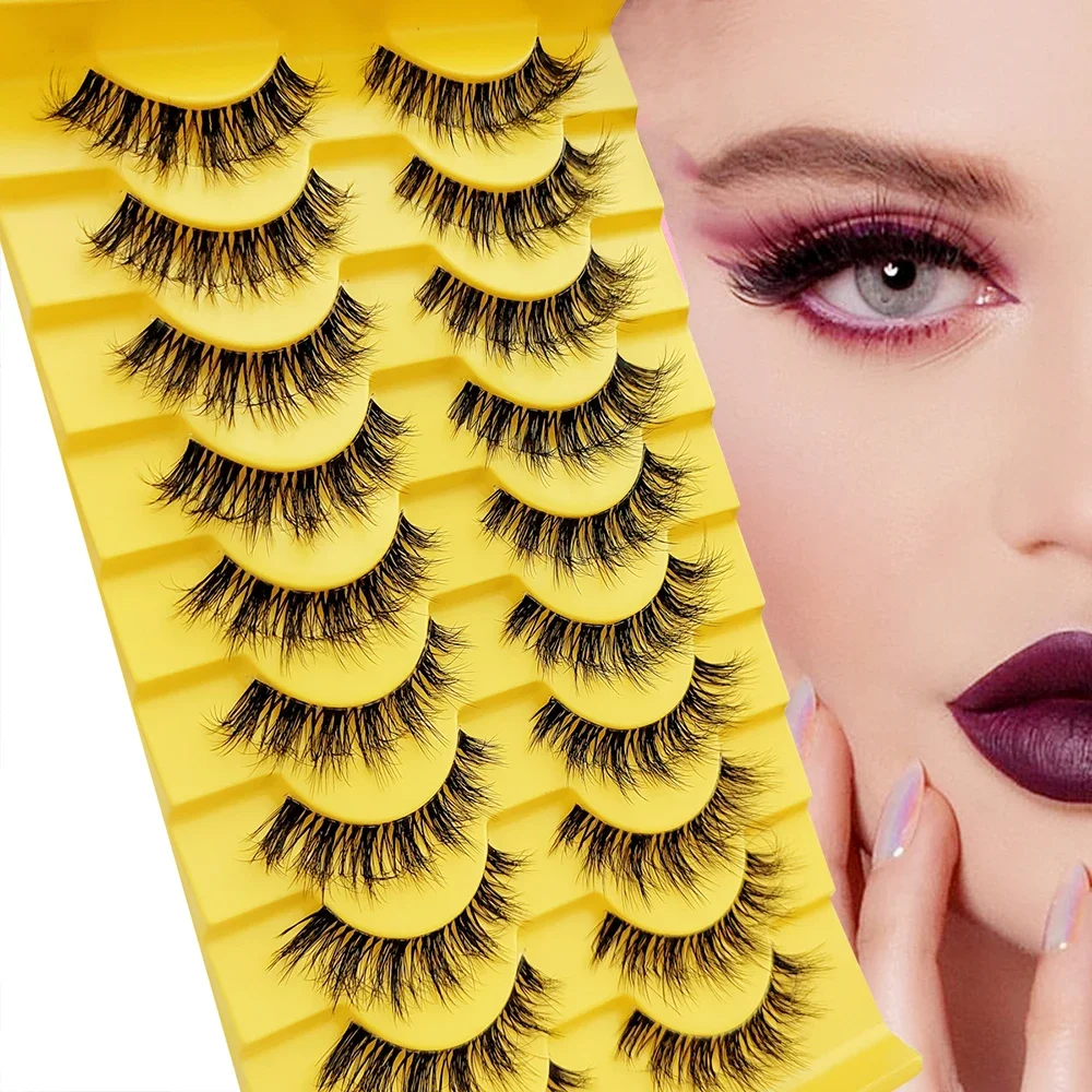 10 Pairs Faux Mink Eyelashes False Eyelashes Fluffy Lashes Dramatic Volume Lashes Natural Long Eyelashes Makeup