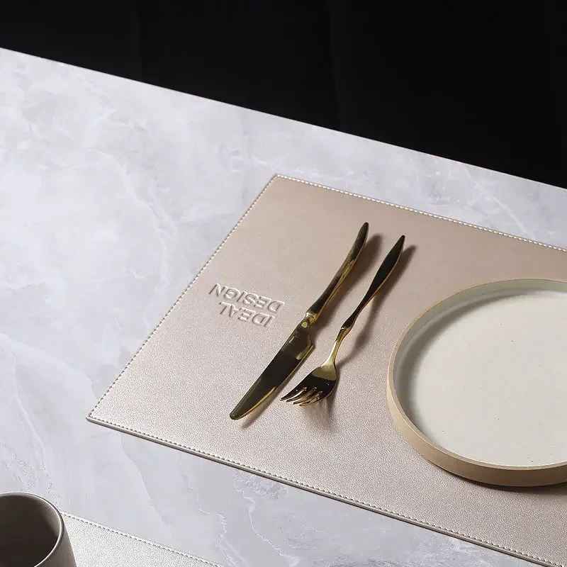 Light Luxury Solid Leather Placemat Thickened Leather Table Mat Waterproof Oilproof Heat-Insulated Plate Bowl Pad Home Decor