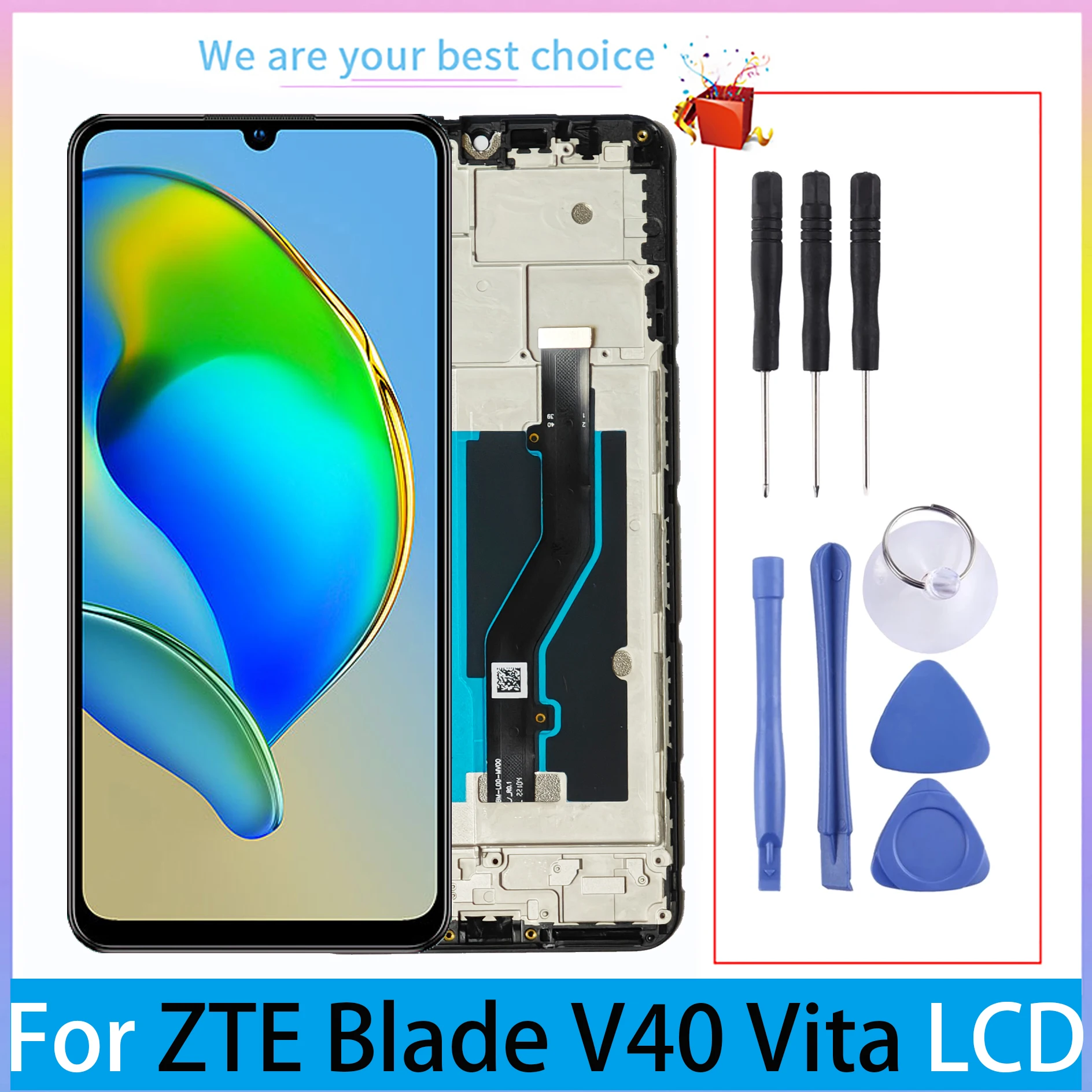 Tela LCD de 6,75 polegadas para ZTE Blade V40 Vita com moldura, tela sensível ao toque, painel 8045, peças de reposição para digitalizador.