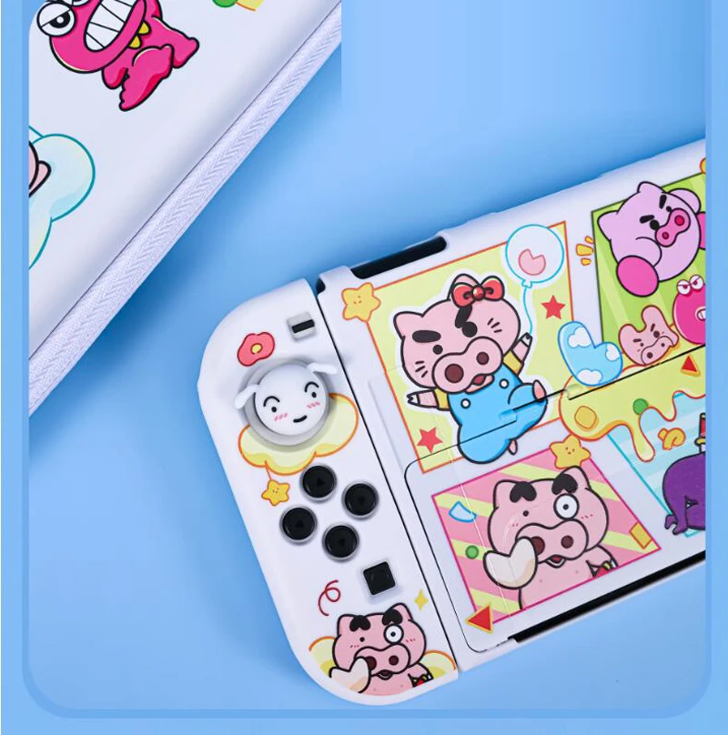 Cartoon Pig Hard TV Dock Cover Stand Charger Crystal Shell For Nintendo Switch Oled NS Joy-Con Controller TPU Protector Case