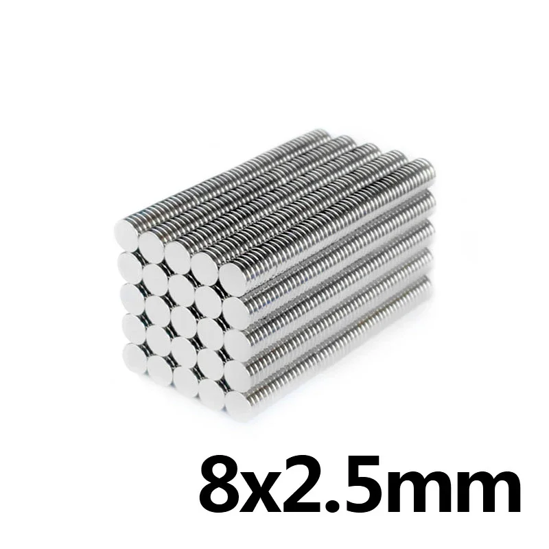 Magnes okrągły 8x2,5 mm Mocne magnesy 8x2,5 mm Do lodówek domowych, biur DIY 8*2,5 mm