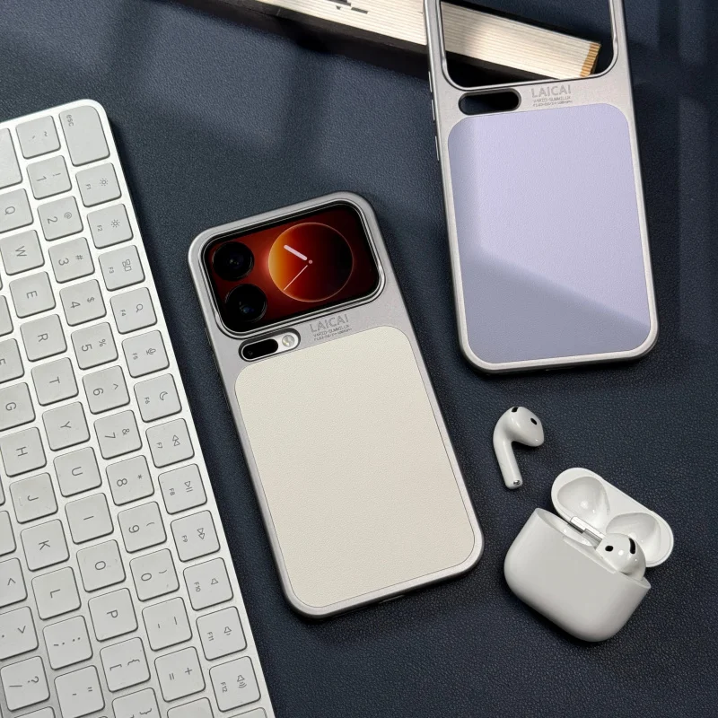 نمط جديد نمط الليتشي مناسبة ل Xiaomi 17proamx ثقب كبير الجلد يشعر جراب هاتف طلاء معدني الراقية يشعر 17Pro أنثى #5