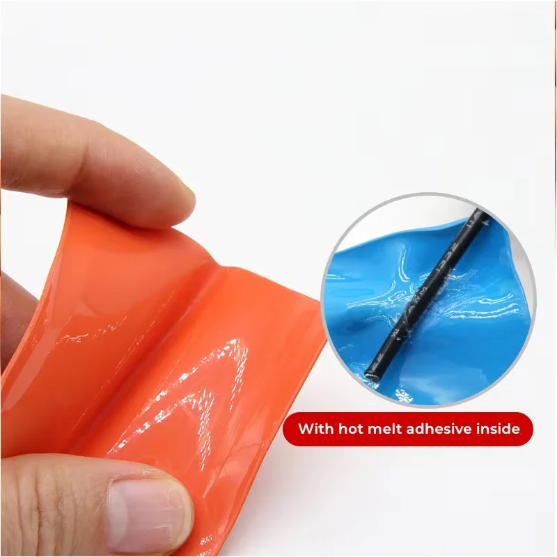 1-10 متر 3:1 برتقالي مقاوم للماء أنبوب الانكماش الحراري 3.2 مللي متر ~ 30 مللي متر سلك التغطيه المعزول جدار مزدوج كم قابل للانكماش الحراري مع الغراء