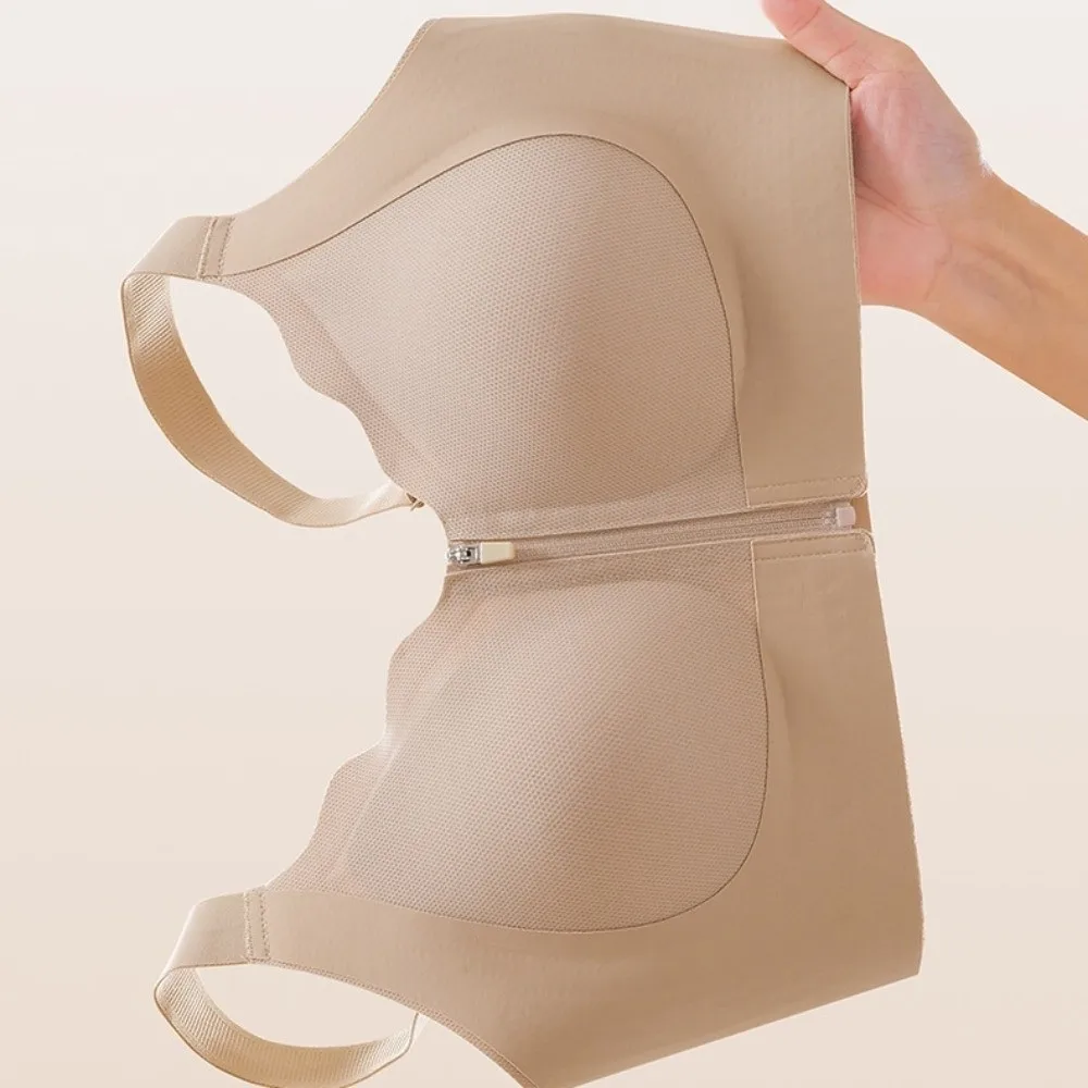 Verstellbarer Stoßdämpfungs-BH mit Reißverschluss vorne, nahtloser Push-Up-BH ohne Bügel, Dessous mit festem Cup, Damenunterwäsche, Yoga-Übung – Detail 8