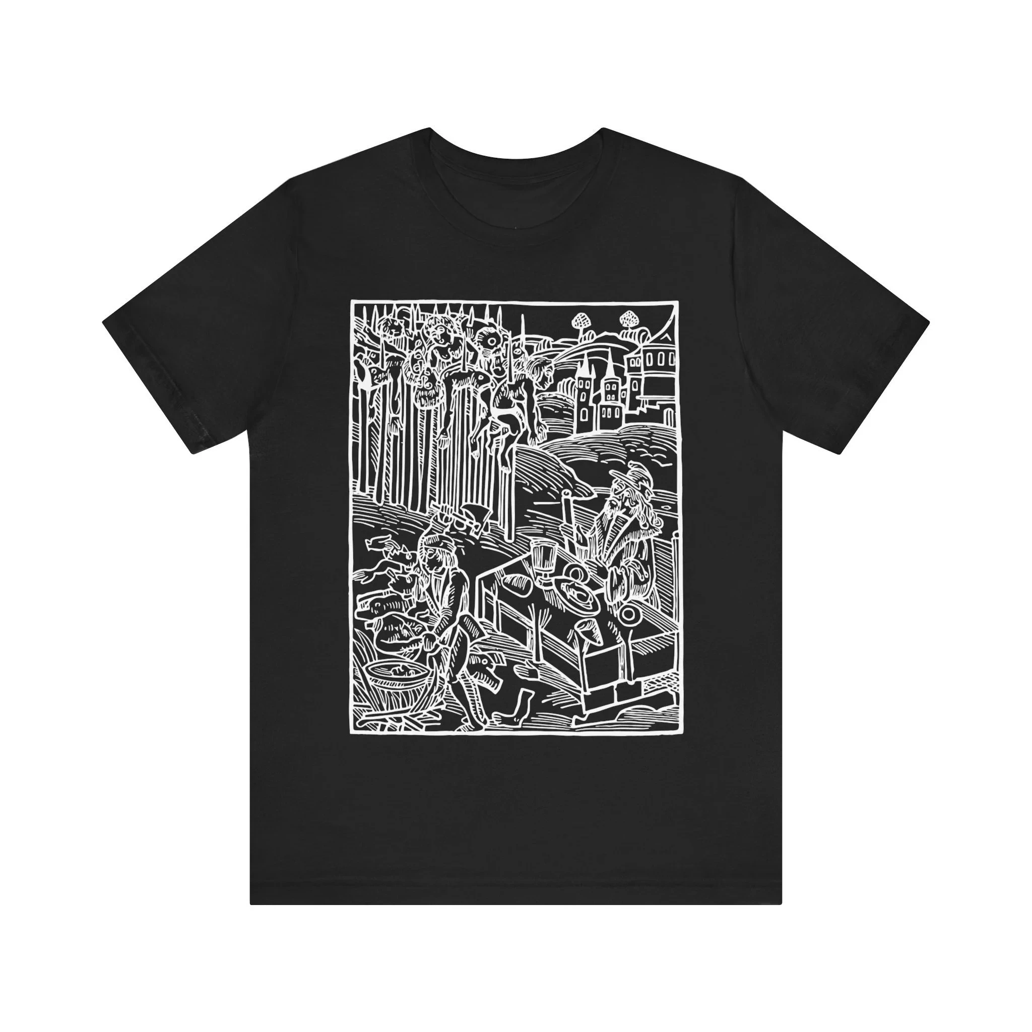 Vlad The Impaler Vintage Woodcut Shirt Vlad Tepes T-shirt Dracula Tshirt Vampire Gothic Fashion Unisex Jersey Short Sleeve Tee
