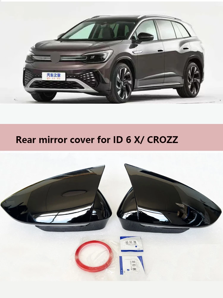 

Car Rearview Side Mirror Cover Horn Wing Cap Exterior Door Rear View Case Trim Stickers For VW ID 6X ID 6 CROZZ 2021 2022 2024