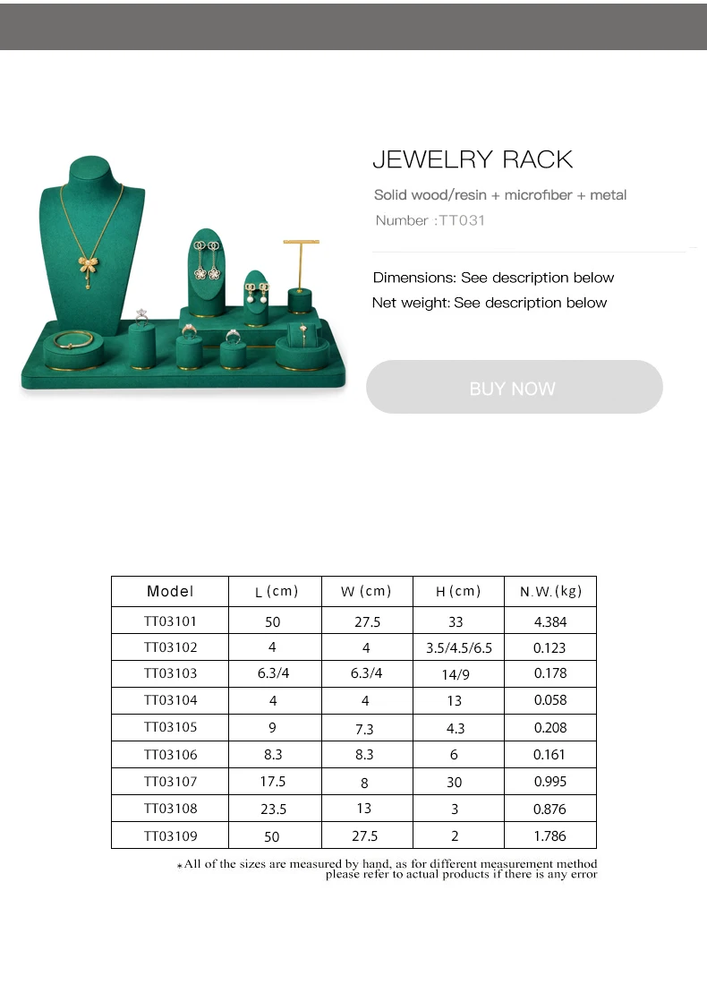 Oirlv Halskettenständer Metall Schmuckständer Set Harz Ohrring-Präsentationsständer Mikrofaser Armreif-Präsentationstablett Neu Grün – Detail 5
